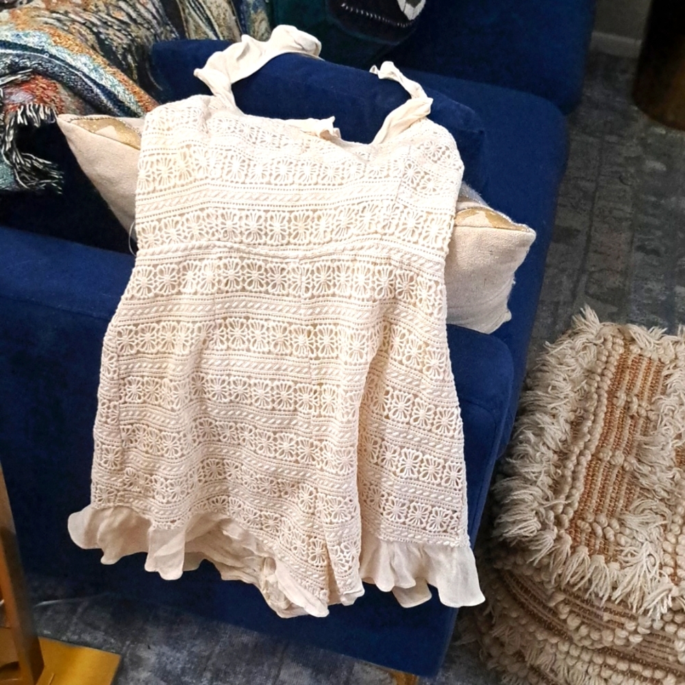 NWT Crochet-style Creme Onesie